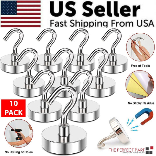 10 Pack Dia Strong Magnetic Hook Hanger N52 Neodymium Clamping Magnet