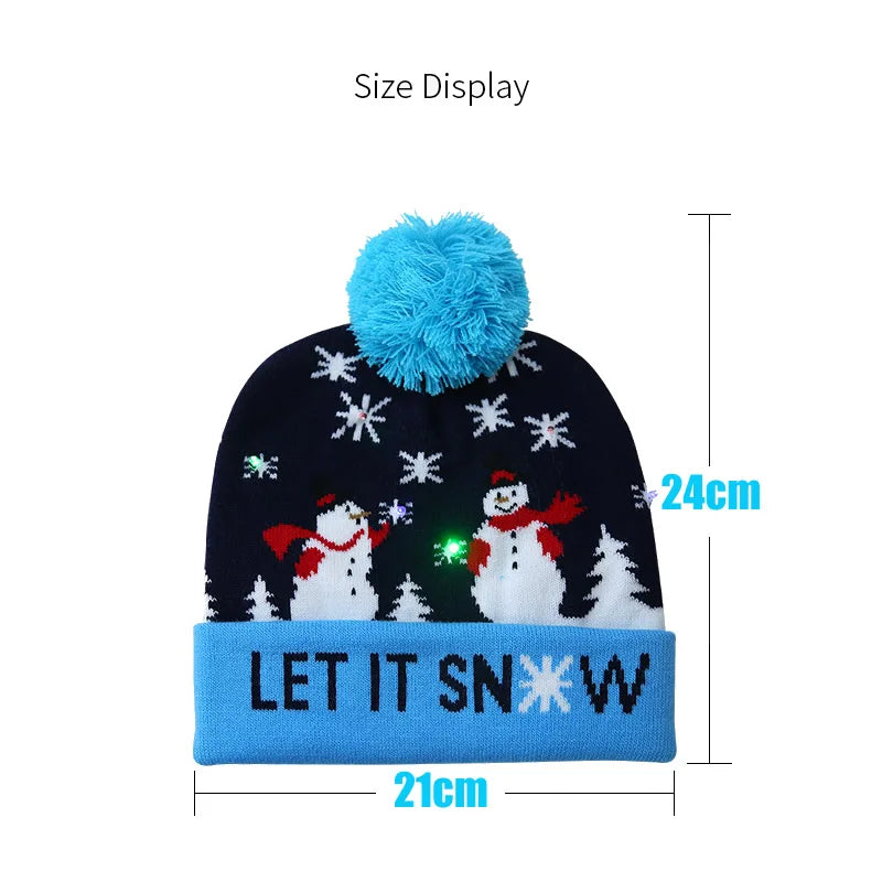 2024 New LED Christmas Hat Christmas Flash Light Up Knitted Hat Christmas Gift for Kids/Adults Xmas New Year Party Decorations