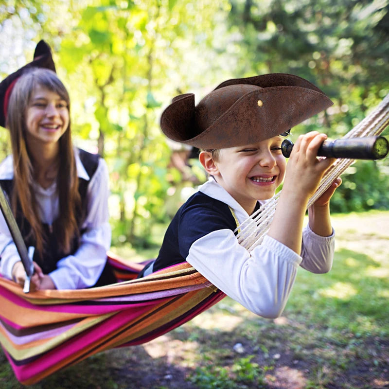 1pc Halloween Pirate Hat Brown Distressed Leather Jack Captain Cap For Kids Adult Halloween Masquerade Party Cosplay Accessories